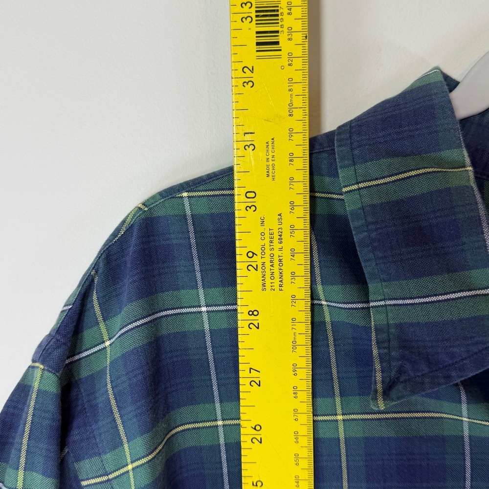 Ralph Lauren Plaid Button Down Men's XXL Navy Green Pony Logo Tartan Timeless - Picture 6 of 8